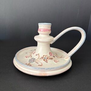 Vintage 1990 Norwegian Chamber Candle stickHolder Studio Artisan Pottery Mint